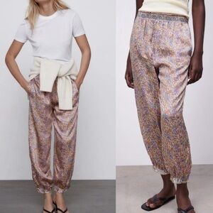 Zara Silky Floral Jogger Pant, M